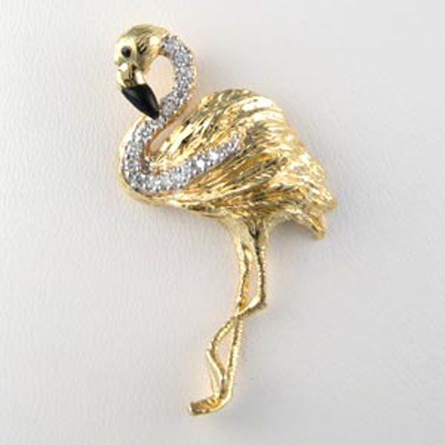 14k Gold Fancy Flamingo Diamond Pendant - 288 D