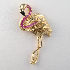 14k Gold Fancy Flamingo with Sapphire Pendant - 288 Stn