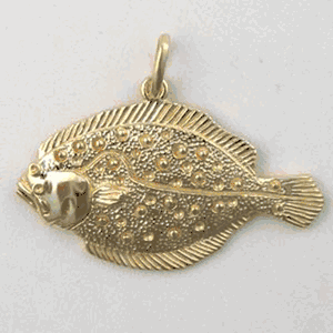 14k Gold Flounder Hollow Pendant - 252 H