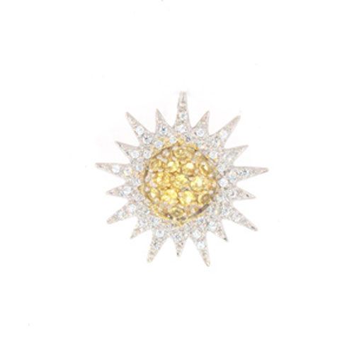 14k Gold Full Sun with Sapphire and Diamonds Pendant - 449 DS