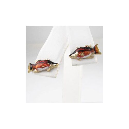 14k Gold Hogfish Enamel Earrings - 640 E