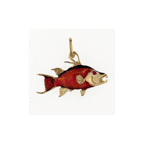 14k Gold Hogfish Enamel Pendant - 165 E