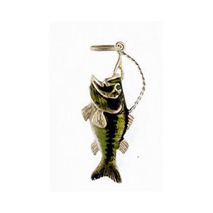14k Gold Hook Bass Enamel Pendant - 003 E