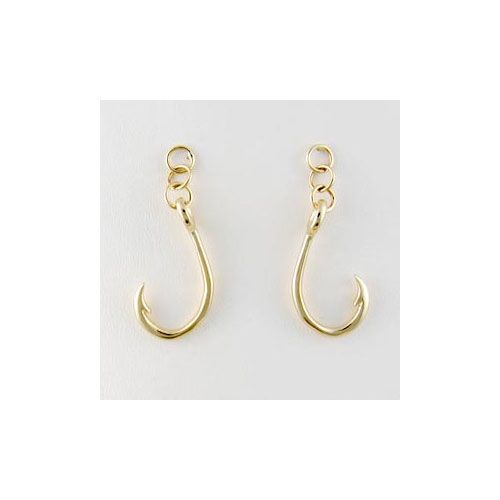 14k Gold Hooks Plain Earrings - 658