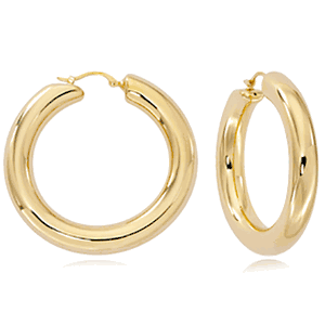 14K Gold Large 6 x 40mm Donut Hoop Earrings