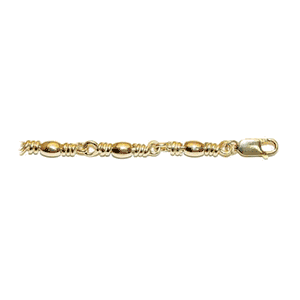 14k Gold Large Barrel Swivel Chain Two-Tone 7 Inch Bracelet - 505