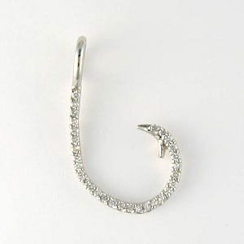 14k Gold Large Diamond Hook Pendant - 358 D