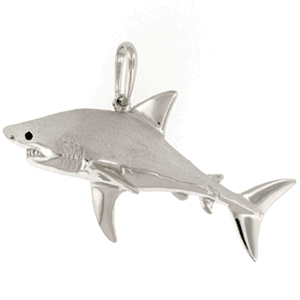 14k Gold Large Great White Shark Pendant - 419