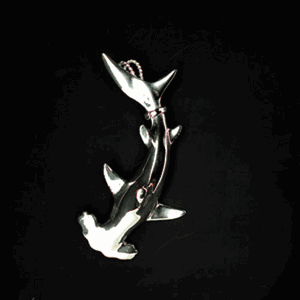 14k Gold Large Hammerhead Shark Pendant - 388