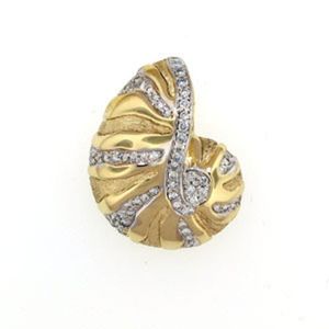 14k Gold Large Nautilus Diamond Pendant - 268 D