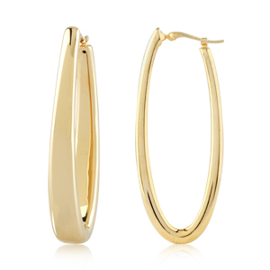 14K Gold Large Oval Oblong Hoop with SD Earrings