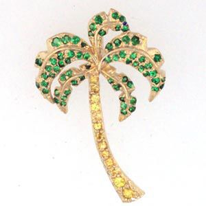 14k Gold Large Palm Tree with Sapphire and Tsav Pendant - 345 S