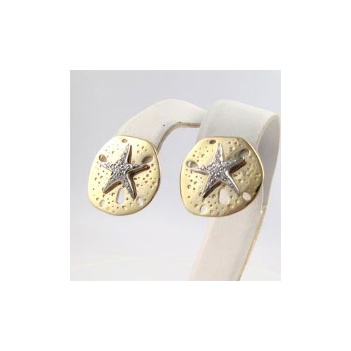 14k Gold Large Sand Dollar on Post Earrings - 645 D