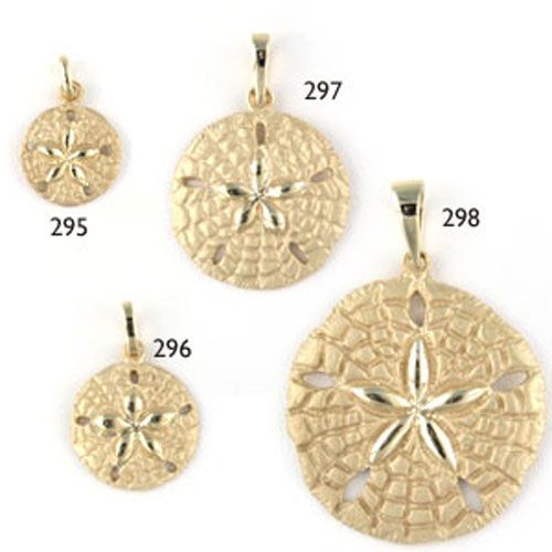 14k Gold Large Sand Dollar Realistic Pendant - 298