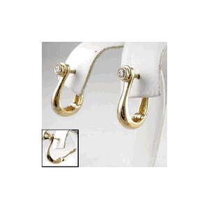 14k Gold Large Shackle Hinged with Diamond Earrings - 639 D