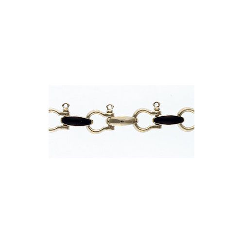 14k Gold Large Shackle Inlay 8 1/2 Inch Bracelet - 519 I