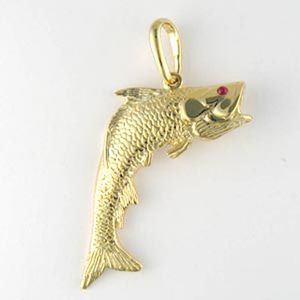 14k Gold Large Solid Tarpon Pendant - 206