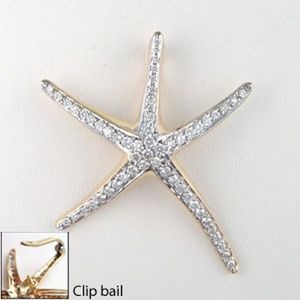 14k Gold Large Star Diamond with Clip Pendant - 200 DC