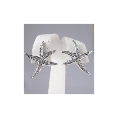 14k Gold Large Stars Diamond Earrings - 666 D