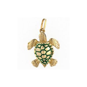14k Gold Loggerhead Enamel Pendant - 142 E