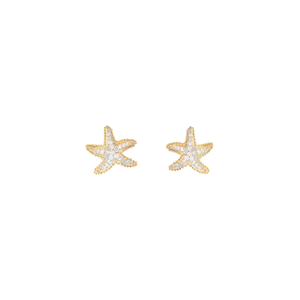 14k Gold Luxe Starfish with Diamond Earrings - 621 D