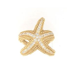 14k Gold Luxe Starfish with Diamond Ring - 745 D