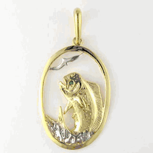 14k Gold Mahi In Frame Pendant - 149 MM