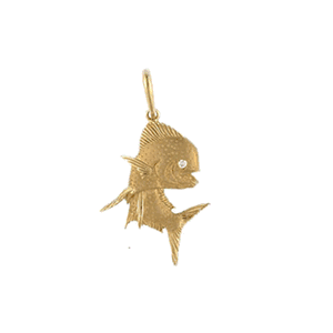 14k Gold Mahi with Diamond Eye Pendant - 175
