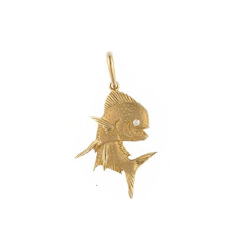 14k Gold Mahi with Diamond Eye Pendant - 175