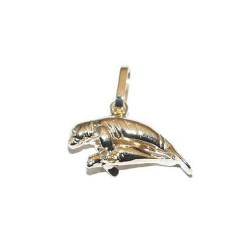 14k Gold Mama & Baby Solid Manatee Pendant - 117