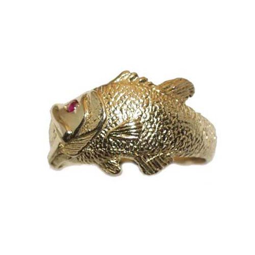 14k Gold Man Bass Ring - 701