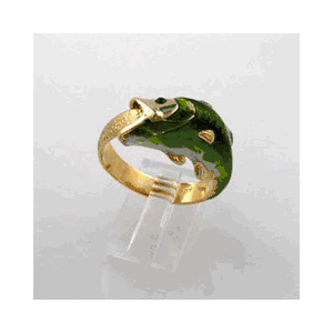 14k Gold Man's Enamel Bass Ring - 701 E