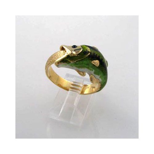 14k Gold Man's Enamel Bass Ring - 701 E