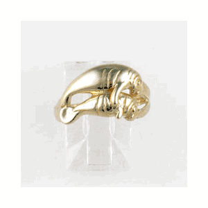 14k Gold Manatee Mama & Baby Ring - 718