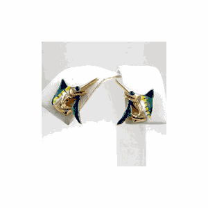 14k Gold Marlin Enamel Earrings - 608 E