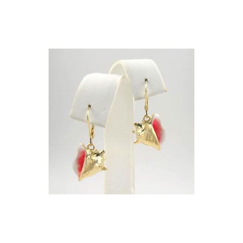 14k Gold Medium Conch Dangle Plain Earrings - 656