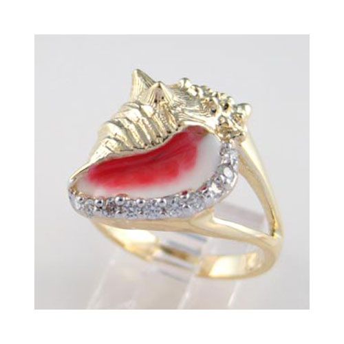 14k Gold Medium Conch Diamond Edge Ring - 766 DE
