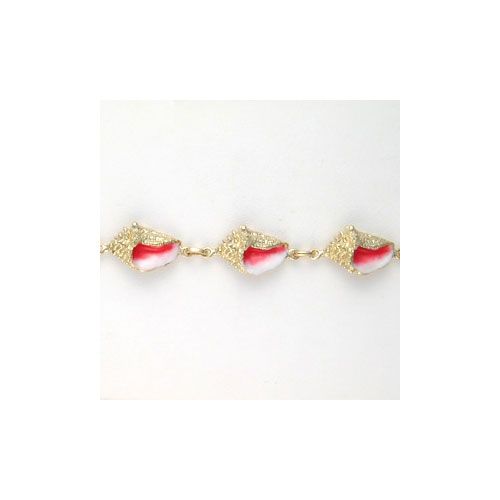 14k Gold Medium Conch Enamel 7 Inch Bracelet - 577 E