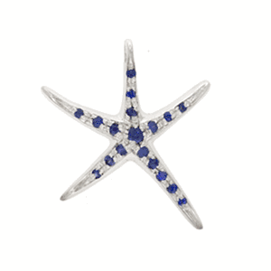 14k Gold Medium Spider Starfish with Sapphire Pendant - 211 S