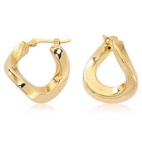 14K Gold Medium Square Twist Hoop Earrings