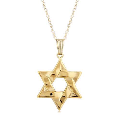 14K Gold Medium Star of David Pendant - 21-648-18