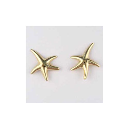 14k Gold Medium Starfish Earrings - 637