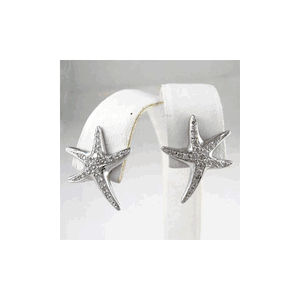 14k Gold Medium Starfish with Diamond Earrings - 637 D