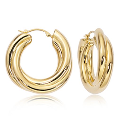 14K Gold Medium Triple Twist Hoop Earrings