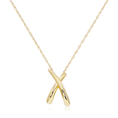 14K Gold Medium "X" On Chain Necklace