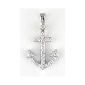 14k Gold Medium Anchor Pave Pendant - 351 D