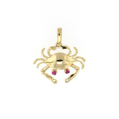 14k Gold Medium Blue Crab Pendant - 210