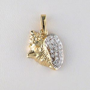 14k Gold Medium Conch Hollow Diamond Pendant - 376 HD