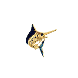 14k Gold Medium Marlin Enamel Pendant - 138 E