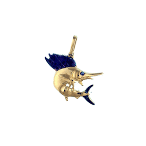 14k Gold Medium Sailfish Enamel Pendant - 180 E